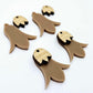 28mm iced coffee acrylic nodding flower dangle blanks shown on their own and with oak wood leaf cap pieces