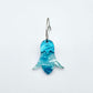 Periwinkle petal acrylic nodding flower dangle blanks assembled on 20mm hoops with leaf cap detail for a layered botanical flower look