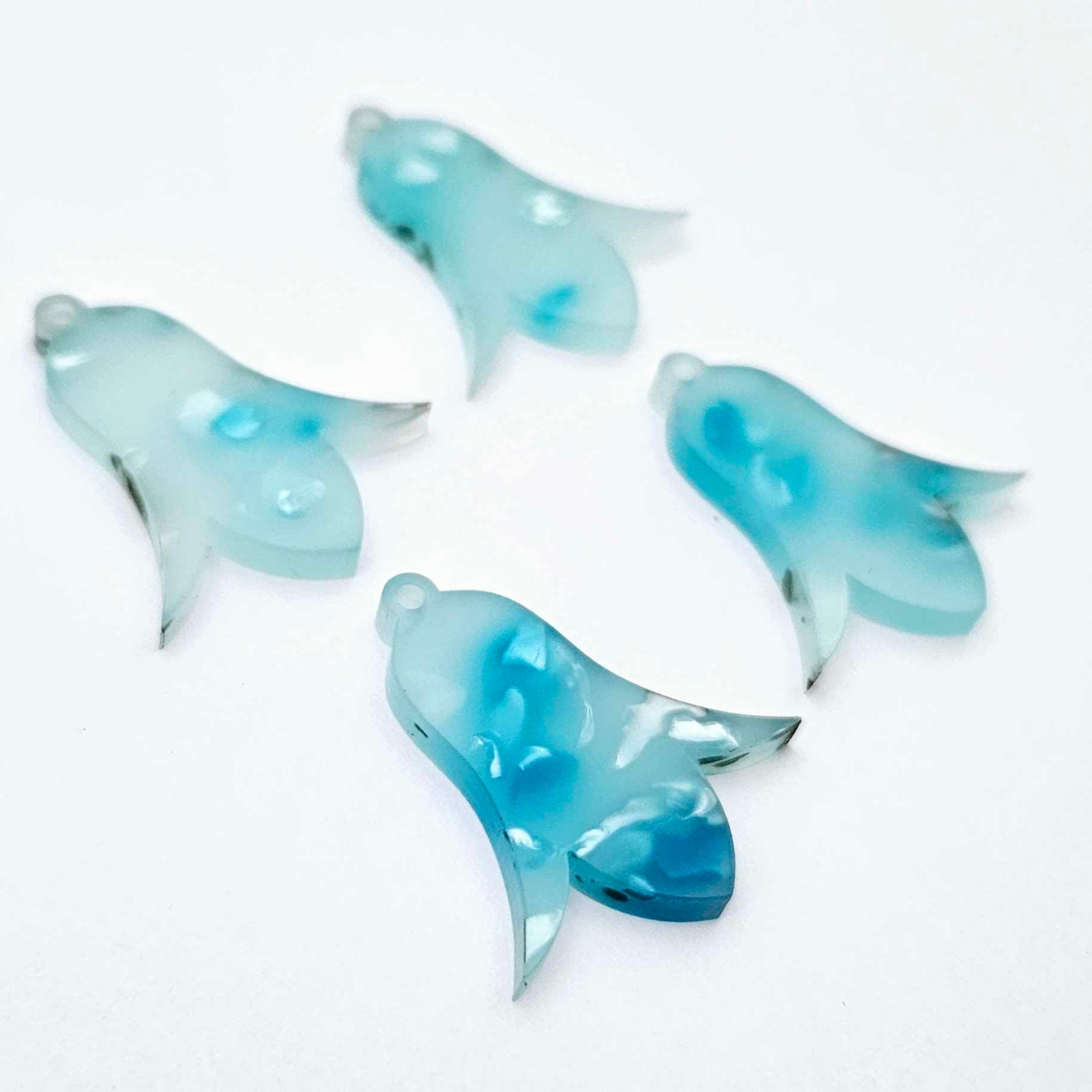 28mm periwinkle petal acrylic nodding flower dangle blanks shown on their own