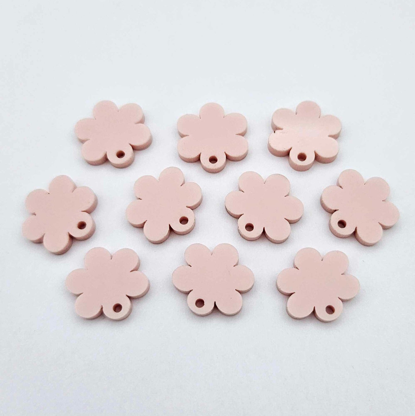 14mm strawberry milkshake pink acrylic flower shape earring blanks toppers shown on their own