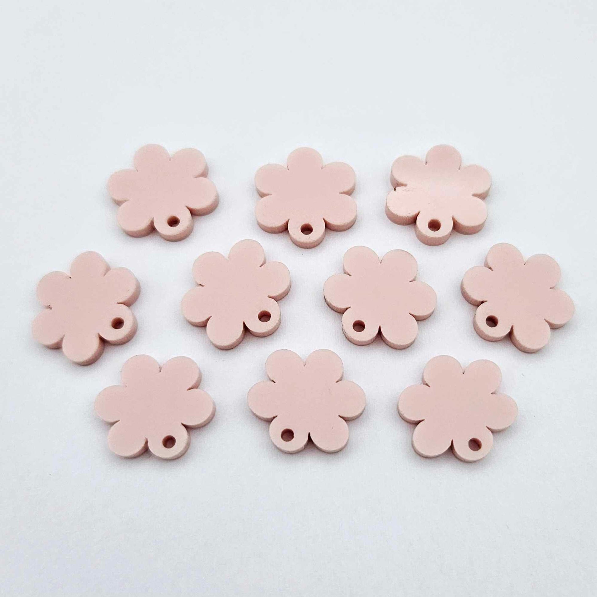 14mm strawberry milkshake pink acrylic flower shape earring blanks toppers shown on their own