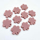 14mm dusty rose pink acrylic flower shape earring blanks toppers shown on their own