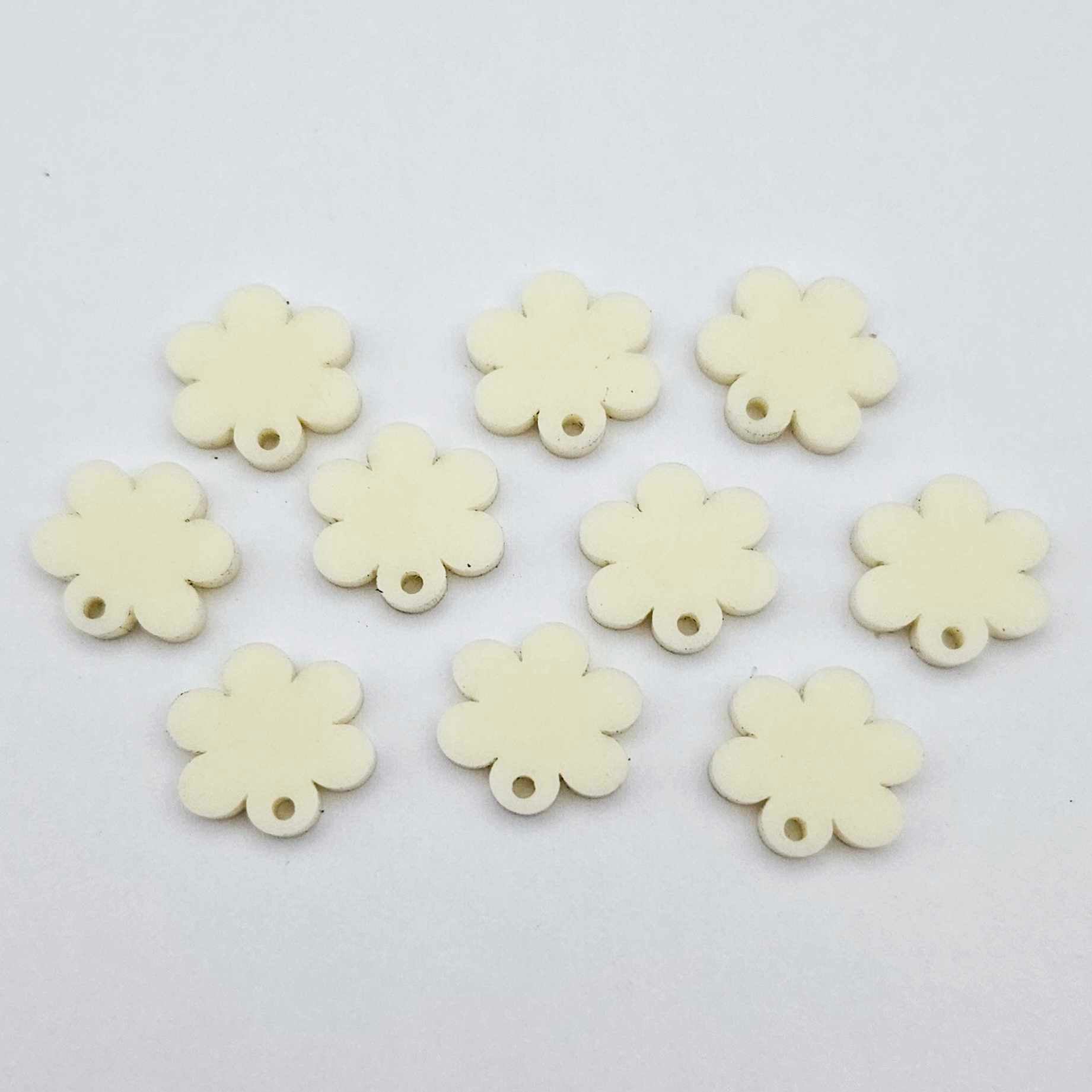 14mm cream acrylic flower shape earring blanks toppers shown on their own