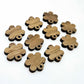 14mm walnut veneer wood flower shape earring blanks toppers shown on their own