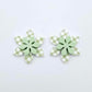 Green gingham UV print and pastel green acrylic two layer flower dangle blanks shown laying flat, with flowers stacked to show layered effect