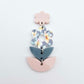 Assembled three-piece acrylic floral dangle hanging from a 14mm strawberry milkshake flower topper, Hawaii Dream UV printed flower with layered leaf pieces