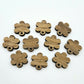 14mm walnut veneer wood flower shape earring blanks toppers shown on their own