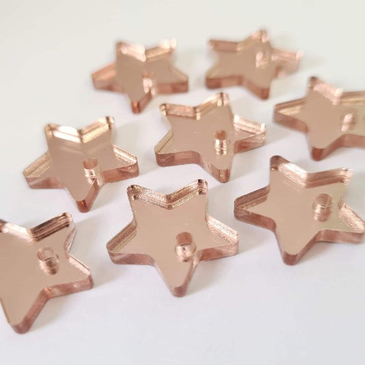 16mm ROSE GOLD MIRROR Acrylic STAR Toppers/Studs