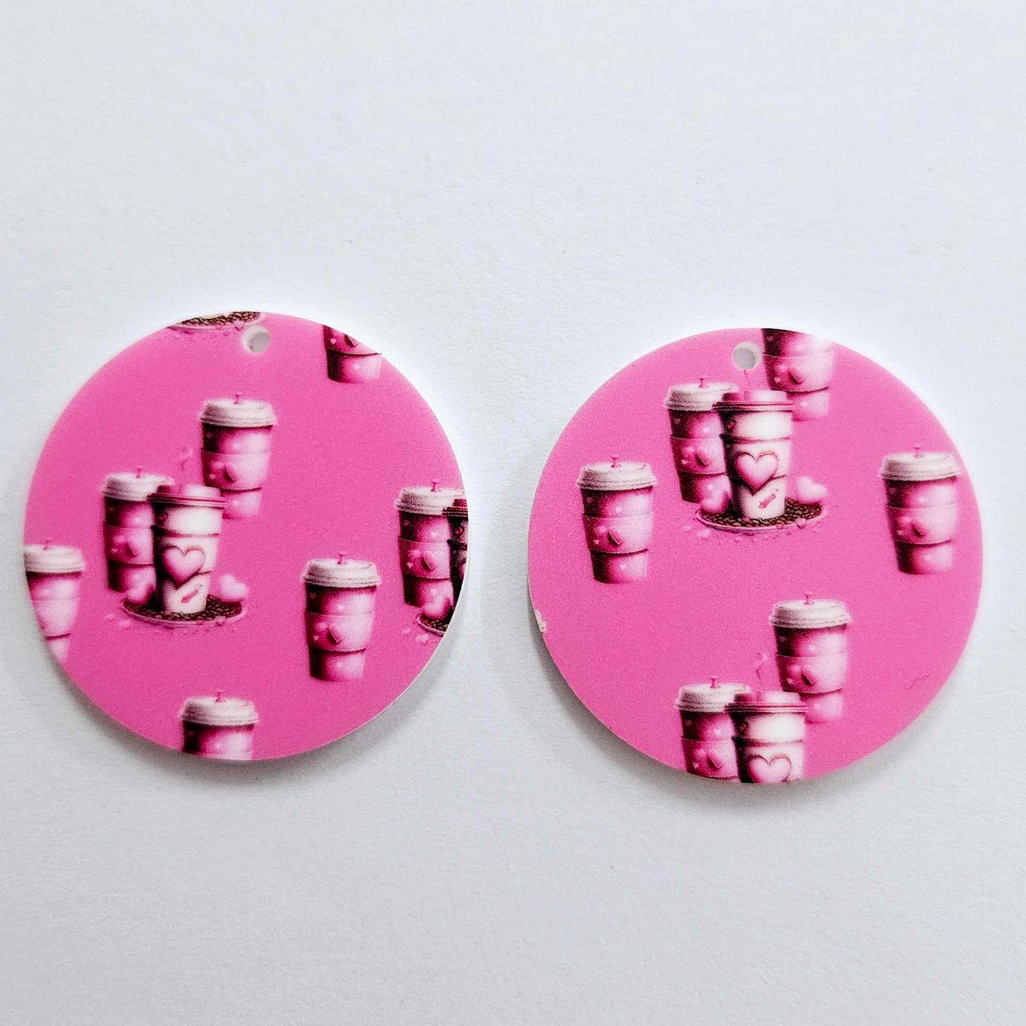 38mm PINK COFFEE Acrylic DANGLES