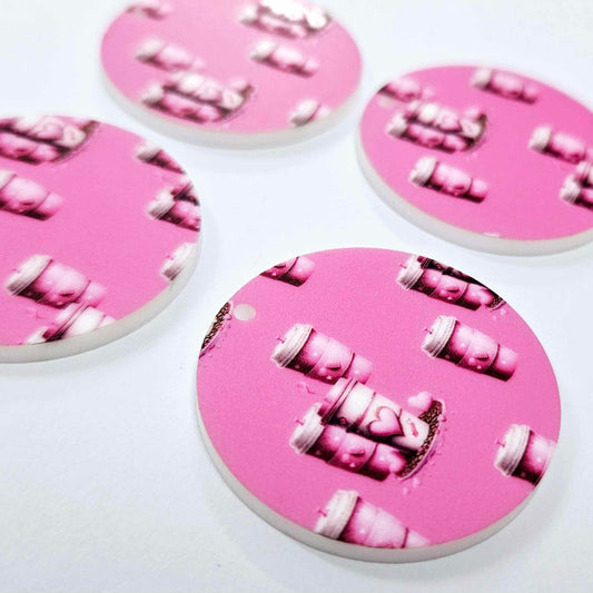 38mm PINK COFFEE Acrylic DANGLES