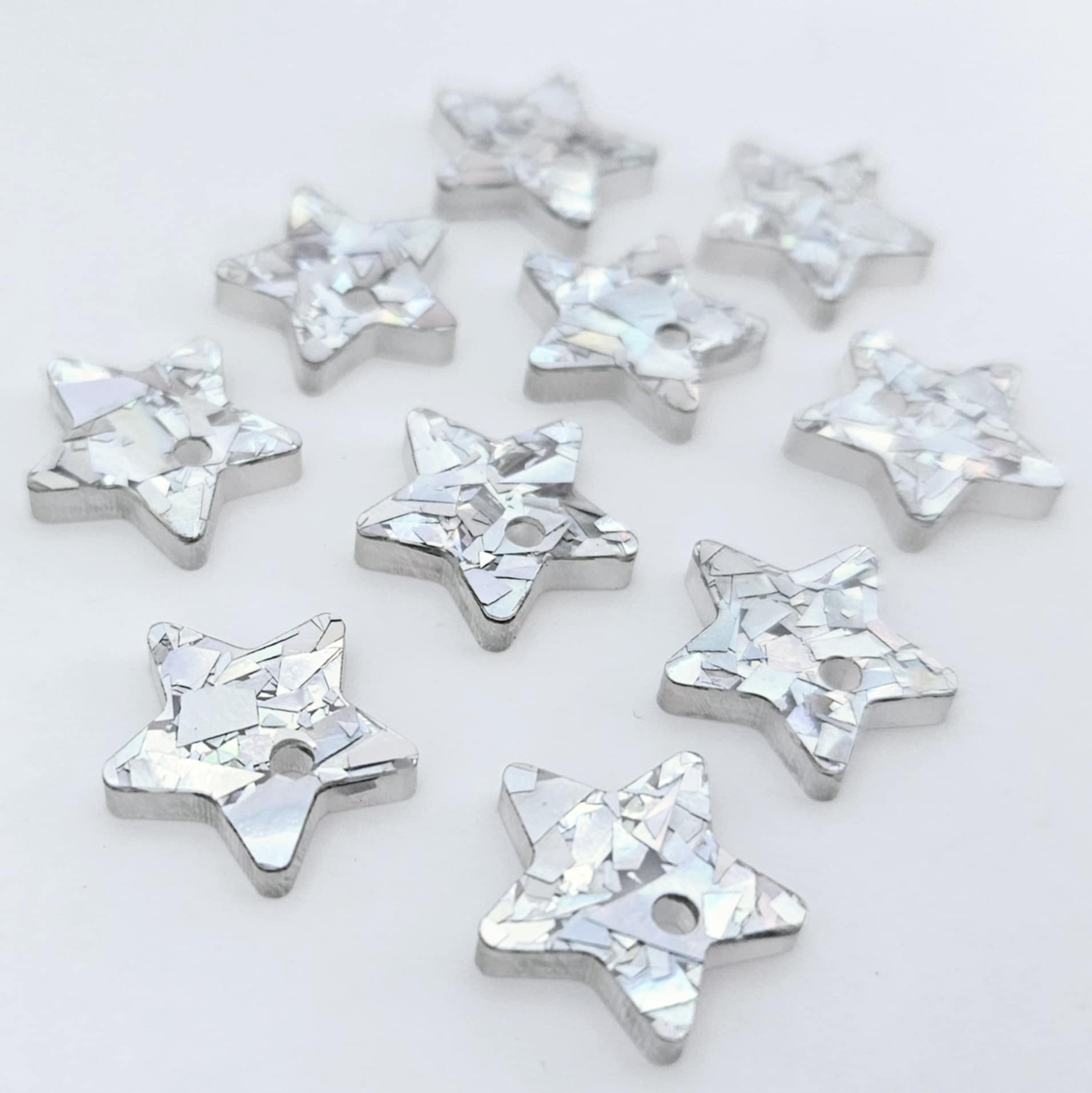 holographic silver glitter star Christmas DIY earring supplies laser cut acrylic toppers studs blanks