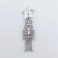 Assembled 40mm nutcracker Christmas dangle earrings in silver glitter acrylic with engraved detail paint filled white and pink