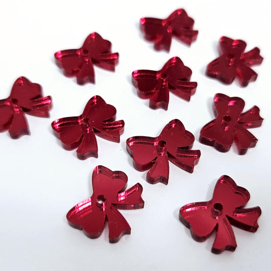 red mirror bows ribbon Christmas DIY earring supplies laser cut acrylic dangles blanks accompaniments