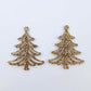 One pair of 35mm rose gold glitter Cascade Christmas Tree dangle earring blanks laying flat on a white background