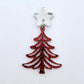 One 35mm red glitter Cascade Christmas Tree dangle blank assembled with a 16mm star topper, shown as a finished earring component