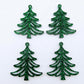 Two pairs of 35mm green glitter acrylic Cascade Christmas Tree dangle earring blanks laying flat on a white background.