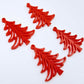 Two pairs of 35mm solid red Cascade Christmas Tree dangle blanks laying flat on a white background