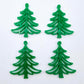 Two pairs of 35mm solid green Cascade Christmas Tree dangle earring blanks laying flat on a white background