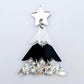 One 40mm three piece Christmas Tree dangle earring blank assembled with 6mm jump rings and a 16mm star topper, shown as a finished earring component