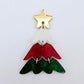 One 40mm three piece Christmas Tree dangle earring blank assembled with 6mm jump rings and a 16mm star topper, shown as a finished earring component