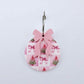 One Pink Patchwork UV printed bauble and included pastel pink bow assembled on a 20mm hoop