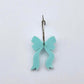 One pastel aqua acrylic bow dangle earring blank assembled on a 20mm hoop