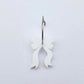 One white acrylic bow dangle earring blank assembled on a 20mm hoop