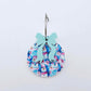 One Snowman Wonderland UV printed bauble and included pastel aqua bow assembled on a 20mm hoop