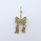 One gold glitter acrylic bow dangle earring blank assembled on a 20mm hoop