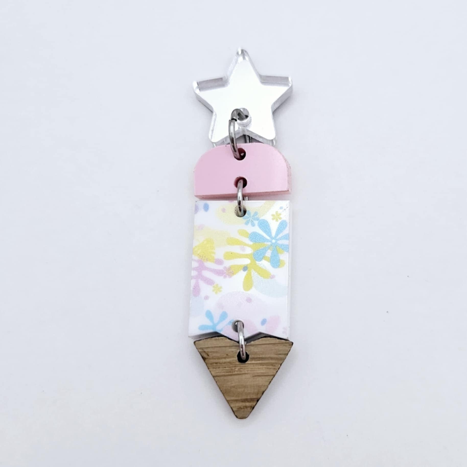 pastel pop UV print pink pencil teacher oak wood DIY earring supplies laser cut acrylic dangles blanks