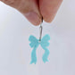 One pastel aqua acrylic bow dangle earring blank assembled on a 20mm hoop