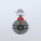 One silver glitter acrylic Santa hat topper attached to a Christmas Santa Bauble dangle, shown as a finished festive earring design