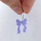 One pastel purple acrylic bow dangle earring blank assembled on a 20mm hoop