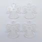 Two pairs of 32mm fairy dust glitter acrylic angel dangle earring blanks laying flat on a white background