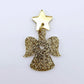 One 32mm gold glitter acrylic angel dangle earring blank assembled with a 16mm gold mirror star topper, shown as a finished earring component