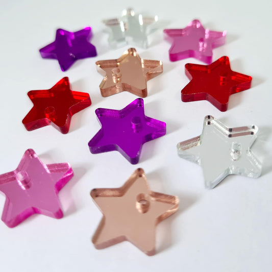16mm MIRROR Acrylic STAR MIXED Pack Toppers/Studs