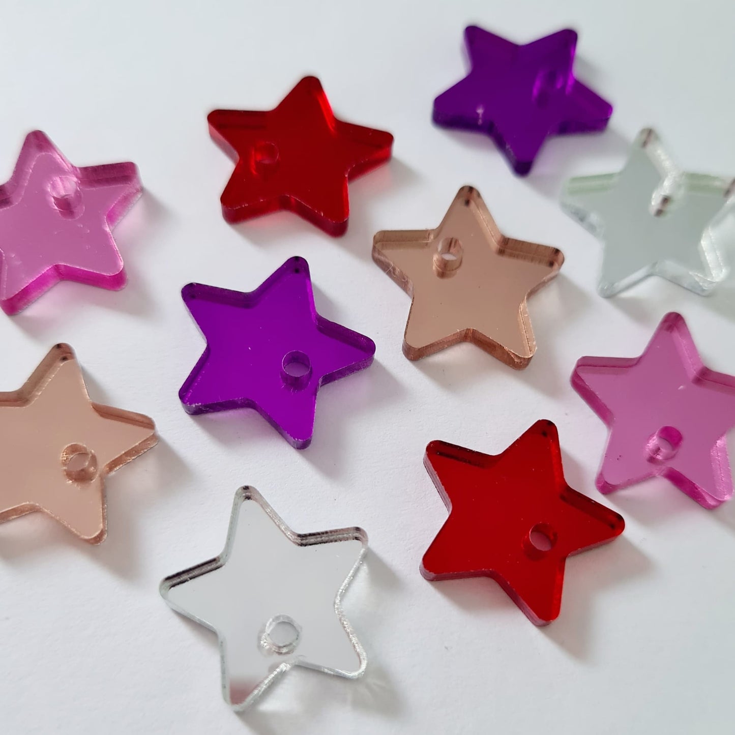 16mm MIRROR Acrylic STAR MIXED Pack Toppers/Studs