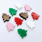 12mm mini Christmas tree stud earring blanks in five traditional solid colours laying flat