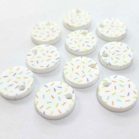14mm WHITE SPRINKLE Acrylic Toppers/Studs