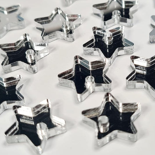 14mm SILVER MIRROR Acrylic STAR Toppers/Studs