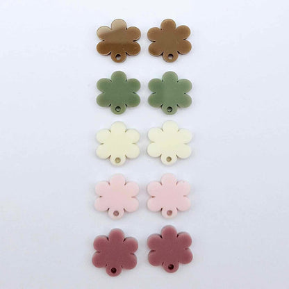 Warm Neutrals flower topper mixed pack showing one pair of each colour with holes, including dusty rose, strawberry milkshake, cream, iced coffee and olive green