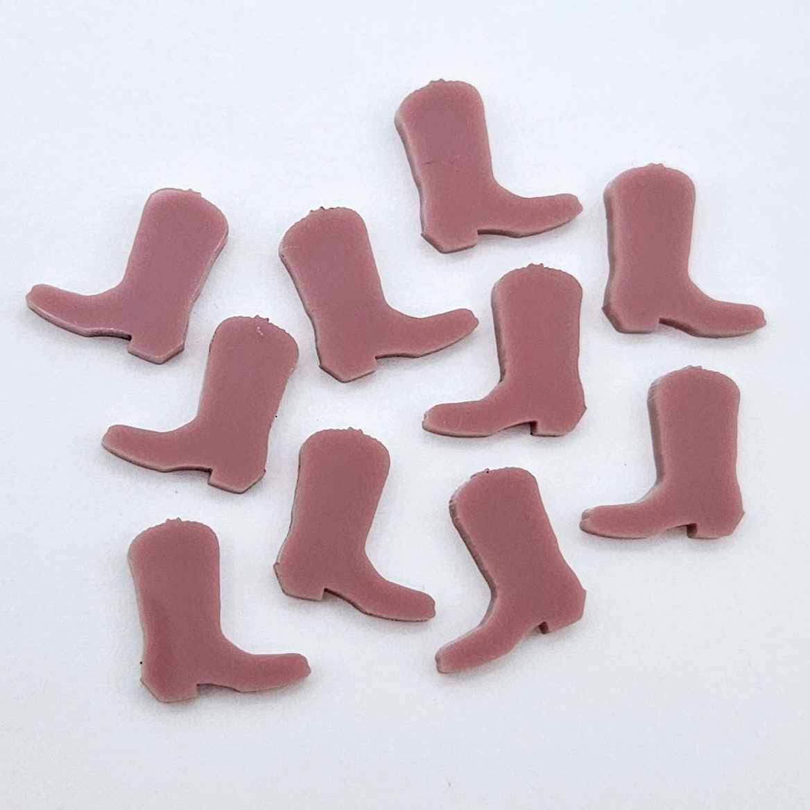 15mm dusty rose acrylic boot stud earring blanks laid flat 