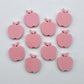 14mm pastel pink acrylic apple earring stud blanks laid flat together.
