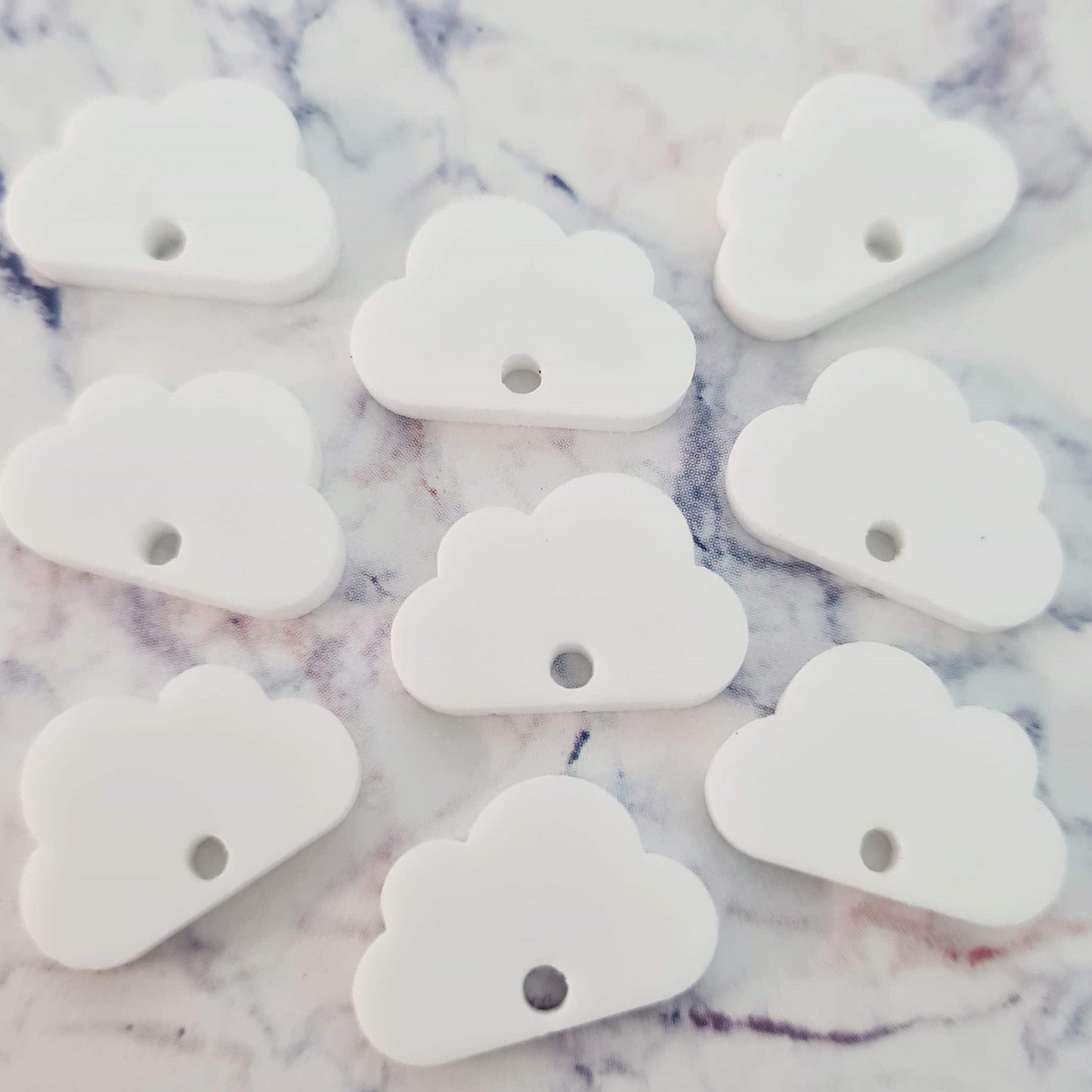 18mm Glossy WHITE Acrylic CLOUD Toppers/Studs