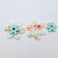 Floral Bloom & Pastel Aqua: Two-piece UV printed Floral Bloom and Pastel Aqua acrylic flower earring blanks designed for 20mm stainless steel hoops.
