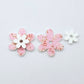 Cherry Blossom & White: Two-piece UV printed Cherry Blossom and White acrylic flower earring blanks designed for 20mm stainless steel hoops.