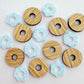 20mm OAK & BLUE SPRINKLE Acrylic DONUTS