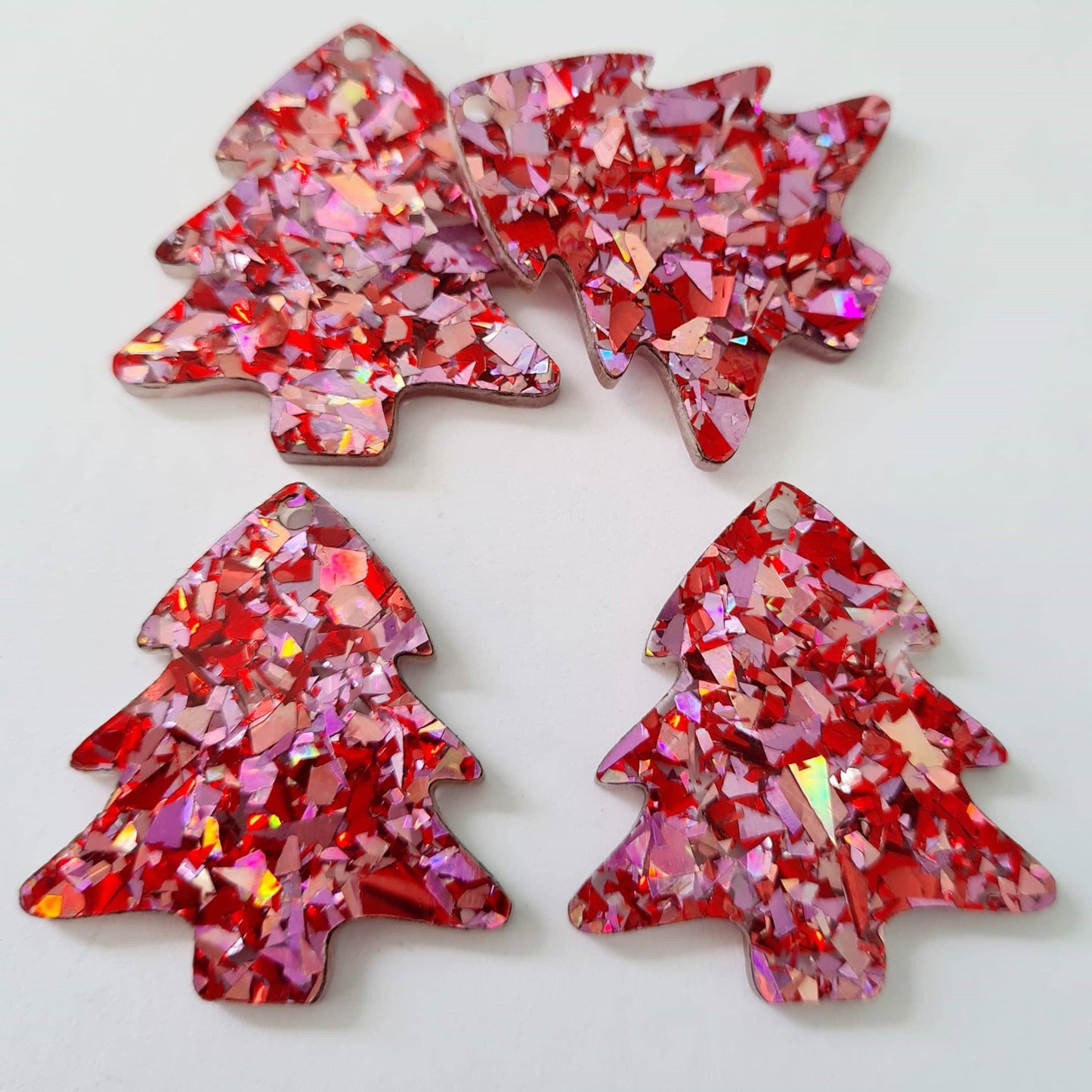 35mm CHUNKY LOVE GLITTER Acrylic CHRISTMAS TREES