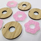 35mm OAK & PINK SPRINKLE Acrylic DONUTS