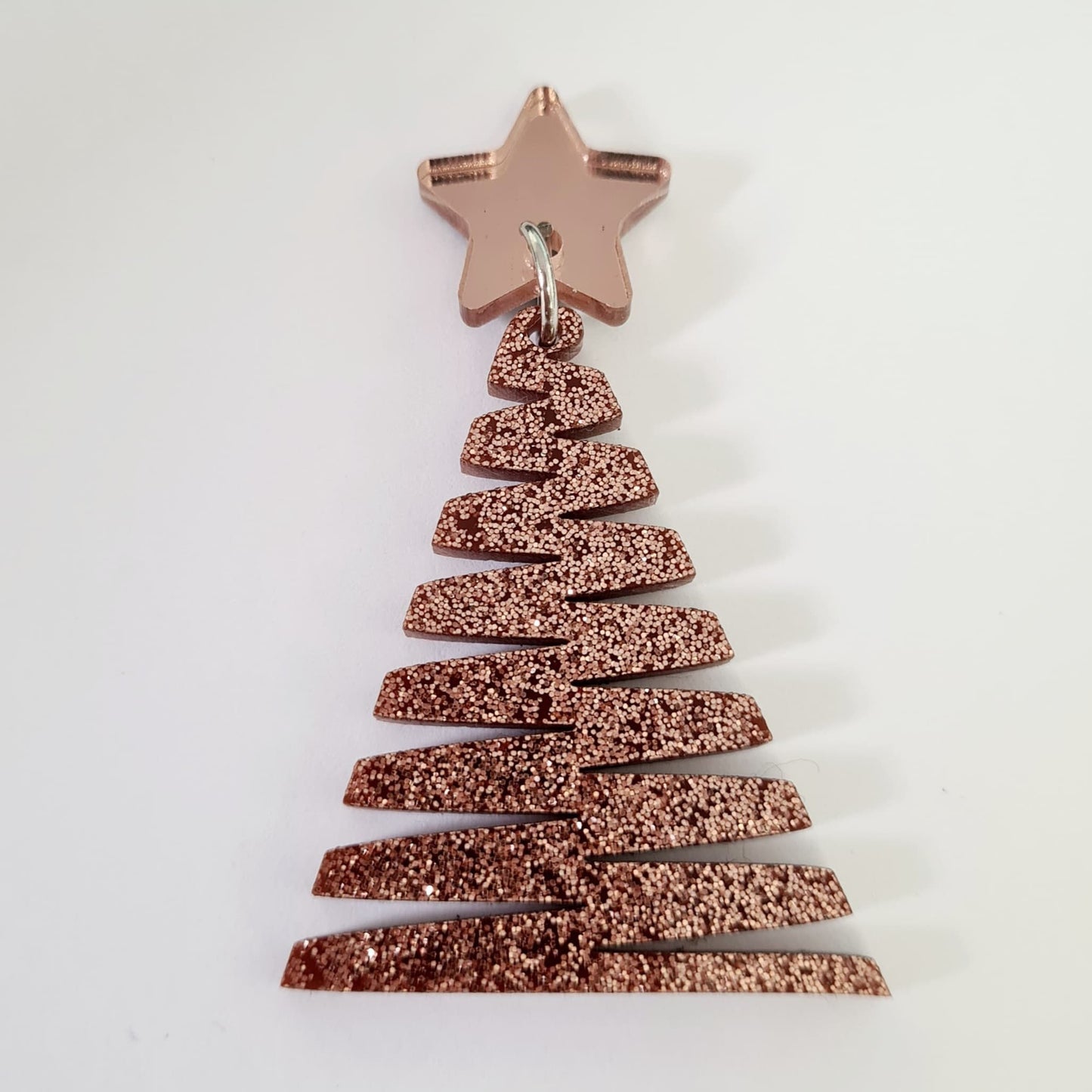 40mm COPPER Glitter ZIGZAG Christmas Trees